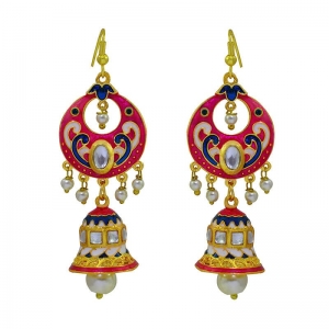 Buy Kundan Meenakari Earrings Jhumka Bali Online from MK