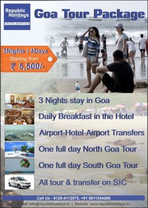 Goa trip tour packages, goa weekend packages at republicholidays.in